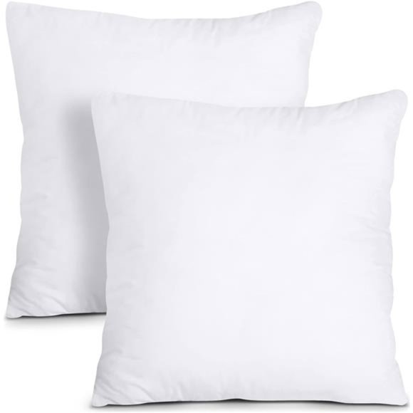Bedding Throw Pillows Insert (Pack of 2, White)-18x18 Inches Bed & Couch Pillows - Picture 1 of 5